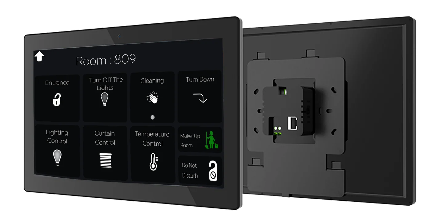 SonaHMI touch panel: hotel room control screen