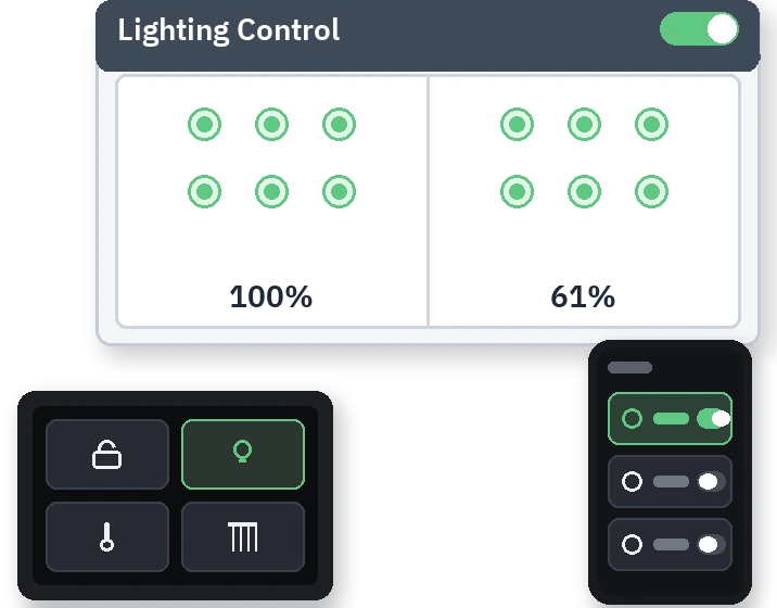 The Sona platform on three surfaces: PC browser, touch panel and phone
