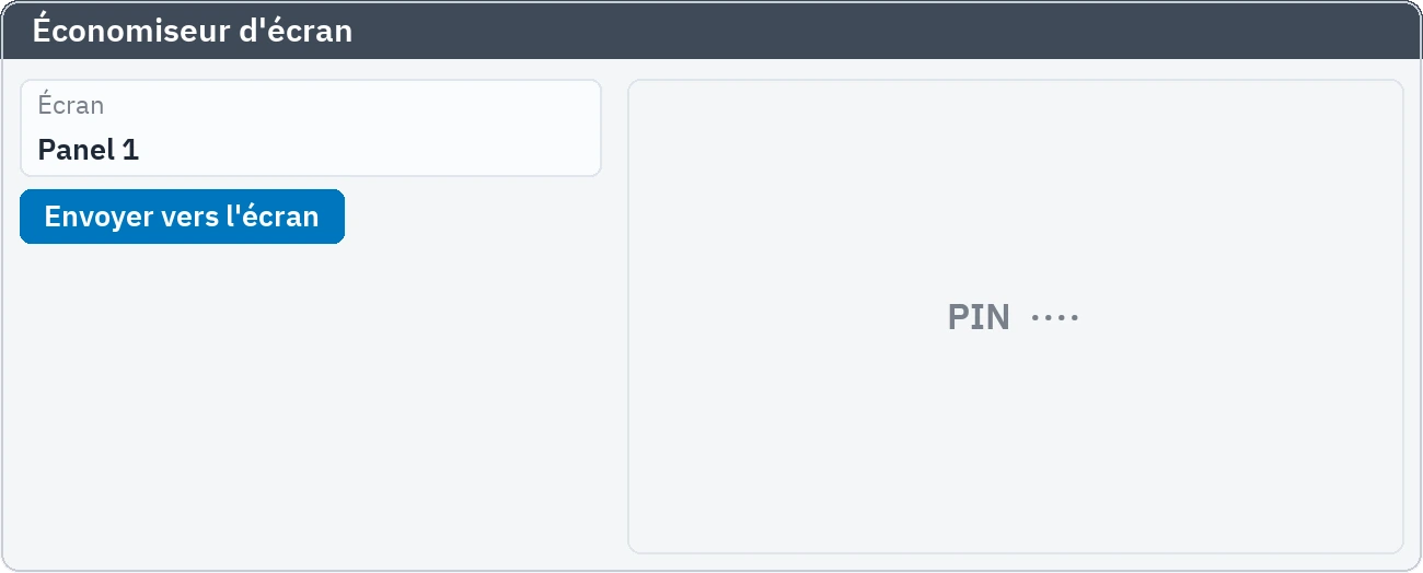 Galerie d'écrans de veille : images téléversées et envoi vers un panneau