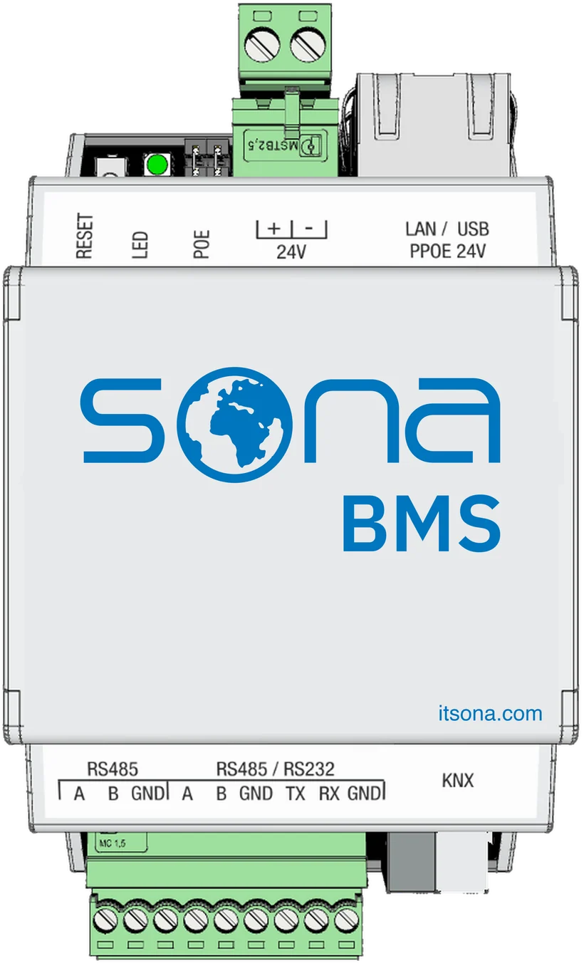 Sona BMS automation server, DIN rail device